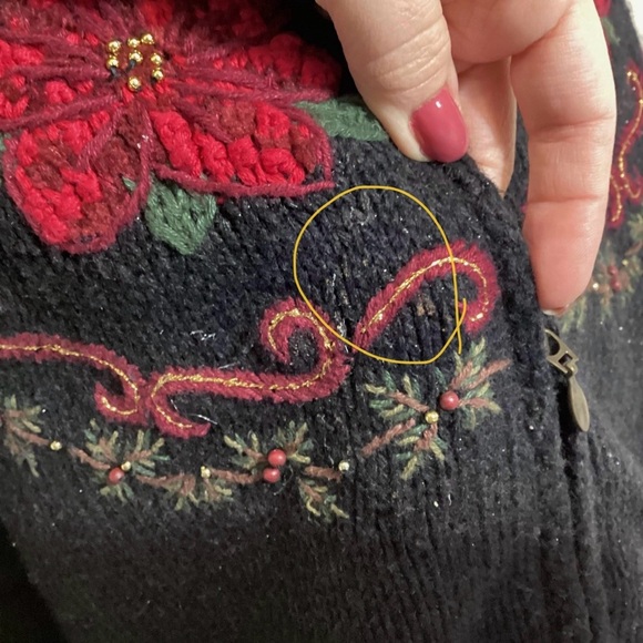 Croft & Barrow Black Cardigan with Red Floral Design - Picture 16 of 16